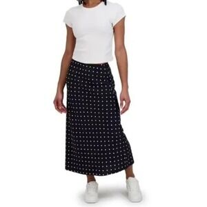 Aeropostale Black Polka Dot Midi‎ Slip Skirt Elastic Waist Lined XL NWT